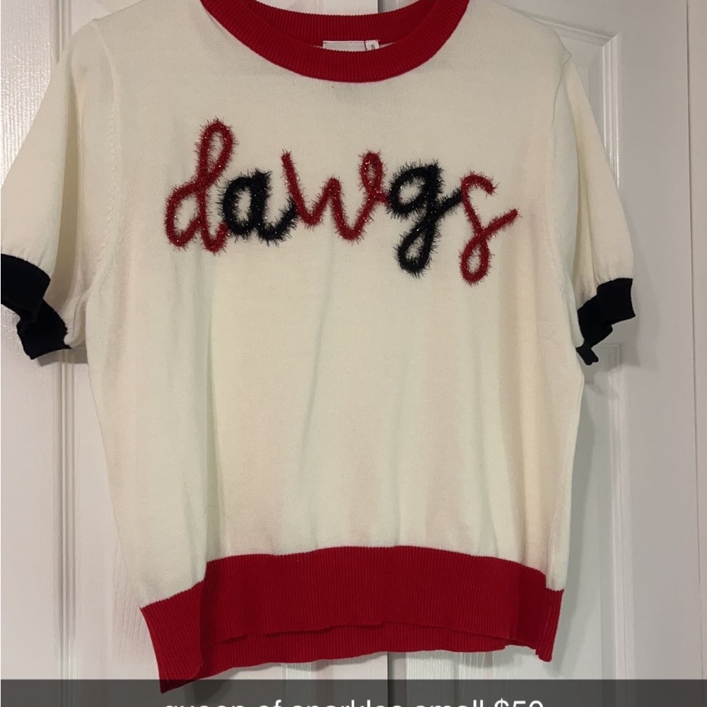 Queen of Sparkles DAWGS short sleeve sweater. Size: S